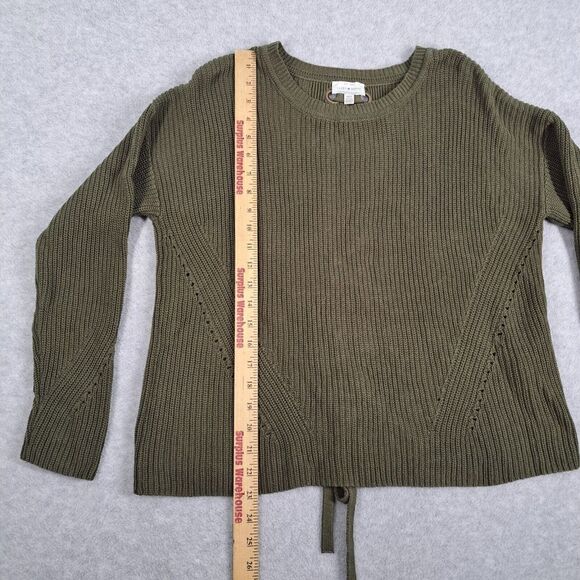 Lucky Brand Sweater Womens Medium Knit Oversized Back Straps Green - Picture 9 of 10